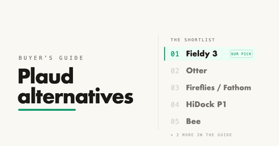 Plaud alternatives buyer's guide cover with ranked shortlist: Fieldy 3 (our pick), Otter, Fireflies / Fathom, HiDock P1, Bee, plus 2 more in the guide